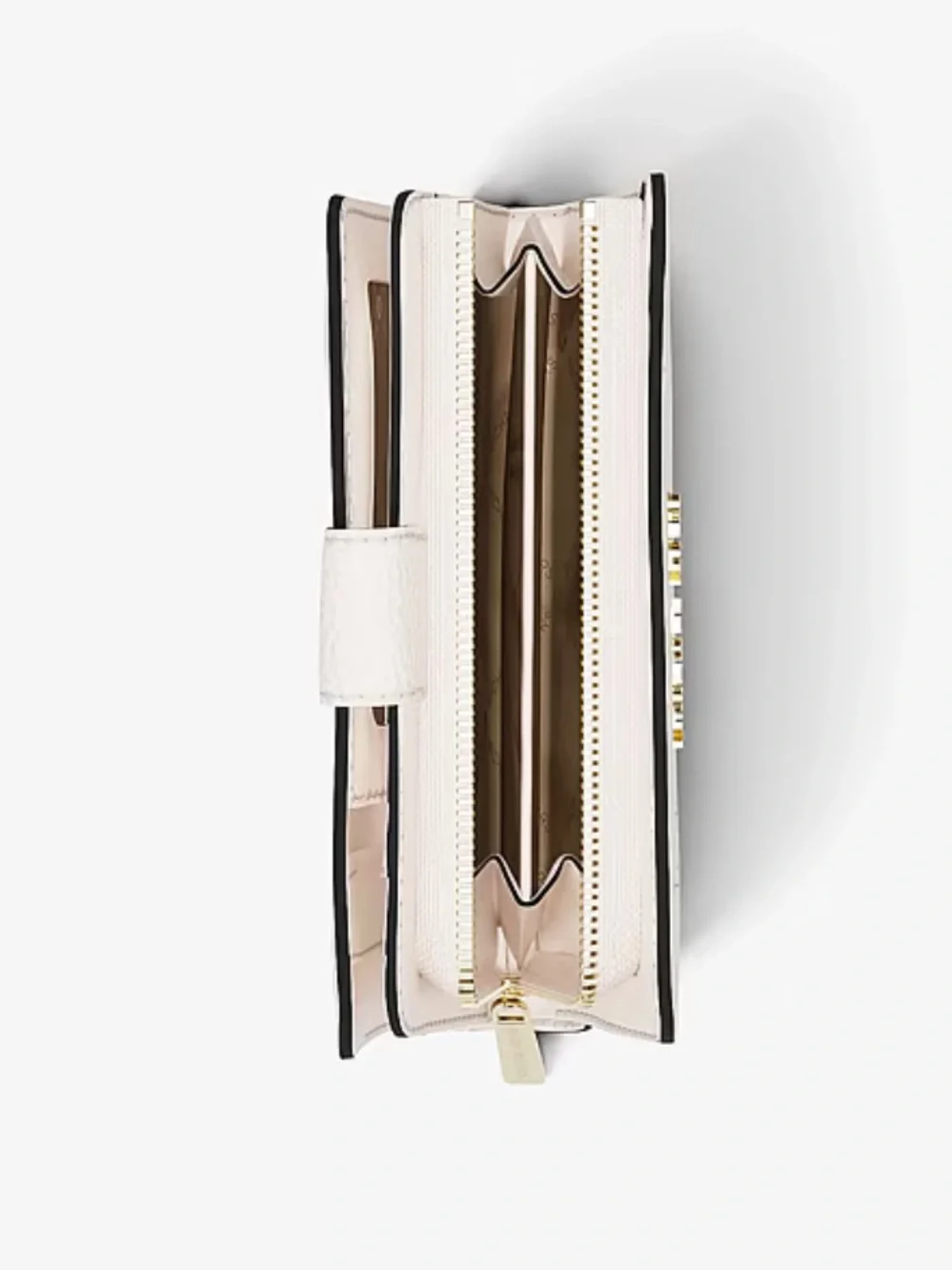 Michael Kors Jet Set Travel Medium Logo Debossed Billfold Wallet Light Cream NWT